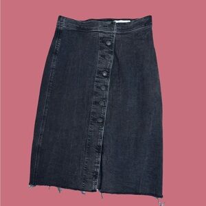 Abercrombie and Fitch Black Denim Skirt Cotton US 28 Womens Distressed